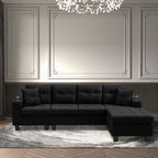 MEGA right sectional sofa with footrest, convertible corner sofa with armrest storage, living room and apartment sectional sofa, right chaise longue and grey - Grand Goldman Shop