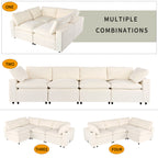 U-style Upholstered Modular Sofa with  with Storage Space, USB Charge Ports,Wireless Charging and Built-in Bluetooth Speaker in Arm,Sectional sofa for Living Room Apartment.[old sku:WY000317AAA] - Grand Goldman Shop