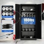 71'H Metal Garage Storage Cabinet, Black Tool Steel Locking Cabinet with Doors and 4 Shelves, Tall Cabinets for Garage Storag