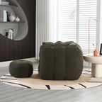 Soft Chenille Bean Bag Chair with High Resilient Foam for Living Room and Bedroom, Comfortable Square Lazy Sofa with Footstool for Adults - Grand Goldman Shop