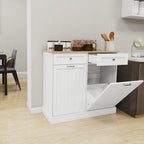Two Drawers and Two-Compartment Tilt-Out Trash Cabinet Kitchen Trash Cabinet-White - Grand Goldman Shop
