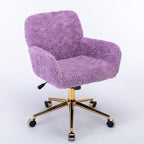 A&A Furniture Home Office Chair Violet Velvet with Golden Metal Base Adjustable Swivel | Premium Home Decor - Grand Goldman