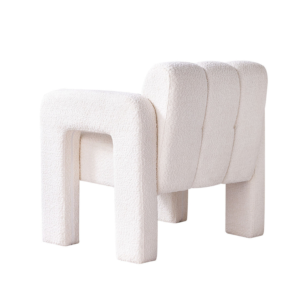 Stylish Boucle Upholstered Accent Chair with Solid Wood Frame and High-Density Foam in Beige - Grand Goldman Shop