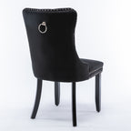Nikki Collection Modern, High-end Tufted Solid Wood Contemporary Velvet Upholstered Dining Chair with Wood Legs Nailhead Trim 2-Pcs Set, Black, SW2001BK - Grand Goldman Shop