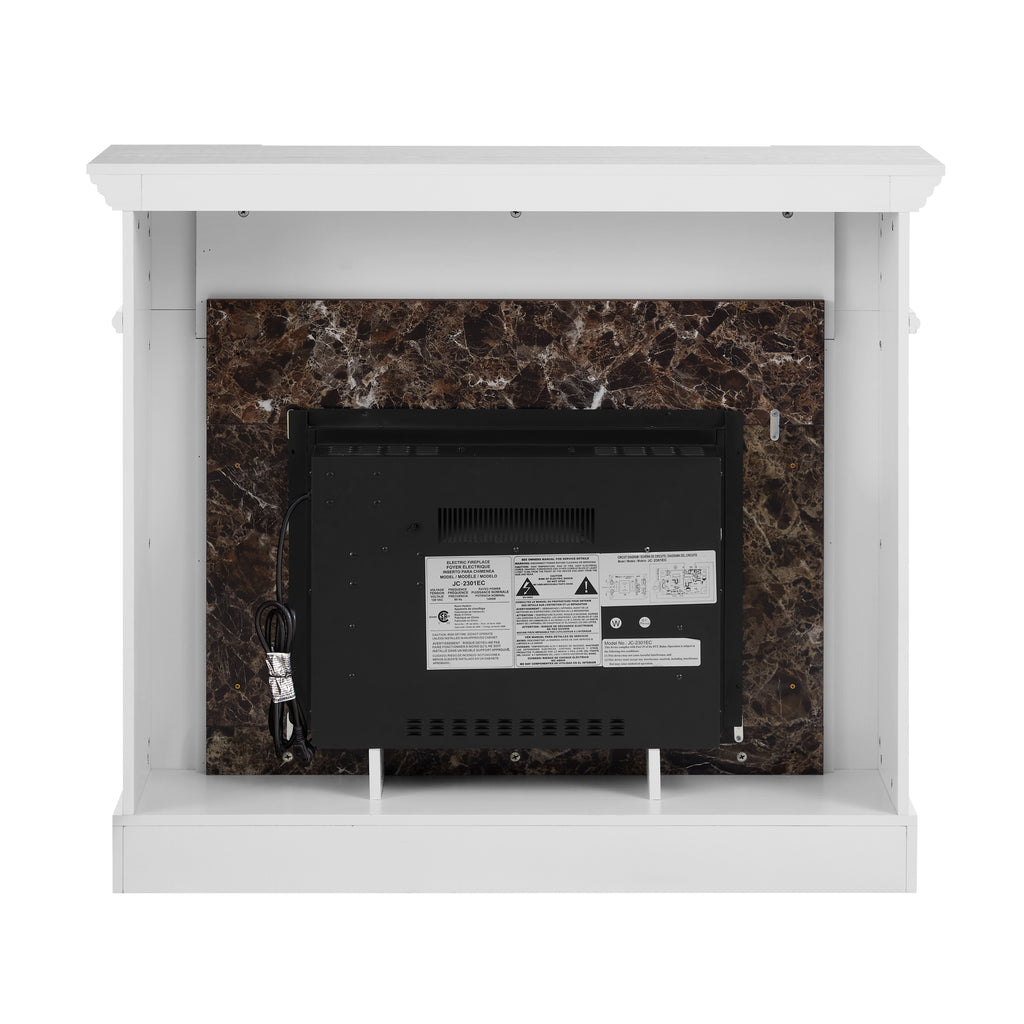 Electric Fireplace with Mantel, Fireplace Mantel, Fireplace Heater Freestanding, Realistic Stacked Stone Surround with Remote Control Timer LED Flame, White, 45.66'W*11.8'D*40'H - Grand Goldman Shop