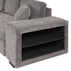 104.5' Modern L-Shape 3 Seat Reversible Sectional Couch, Pull Out Sleeper Sofa with Storage Chaise and 2 Stools for Living Room Furniture Set,Knox Charcoal (old sku:SG000431AAA) - Grand Goldman Shop