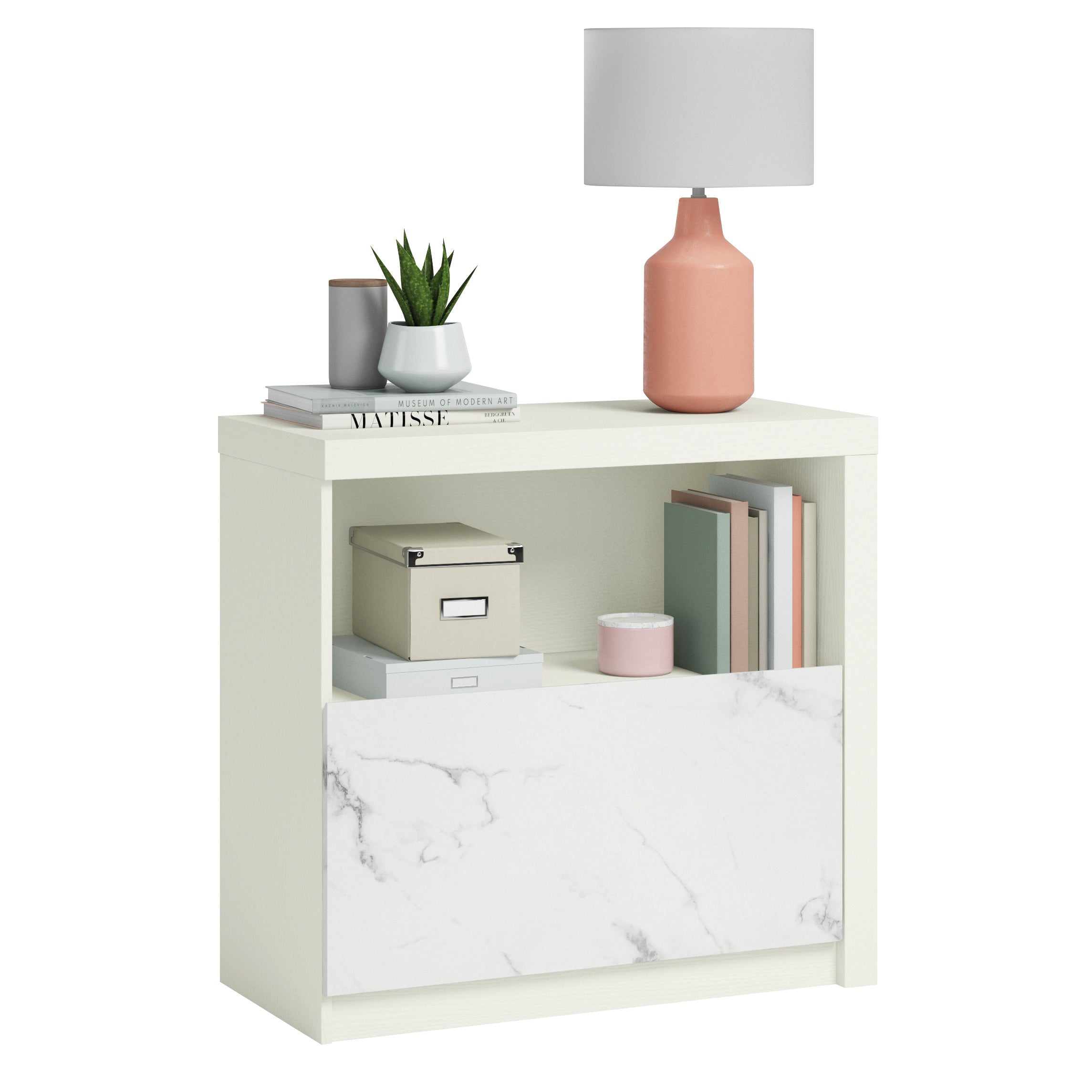 Lateral File with Cubbyhole Storage, White finish | Premium Home Decor - Grand Goldman