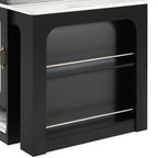 K&K 59.5' Kitchen Island with Extendable Dining Table, Kitchen Storage Table with Double-sided Storage, Kitchen Island with 2 Drawers, Power Outlet, Side Open Shelves, for Kitchen, Dining Room, Black - Grand Goldman Shop