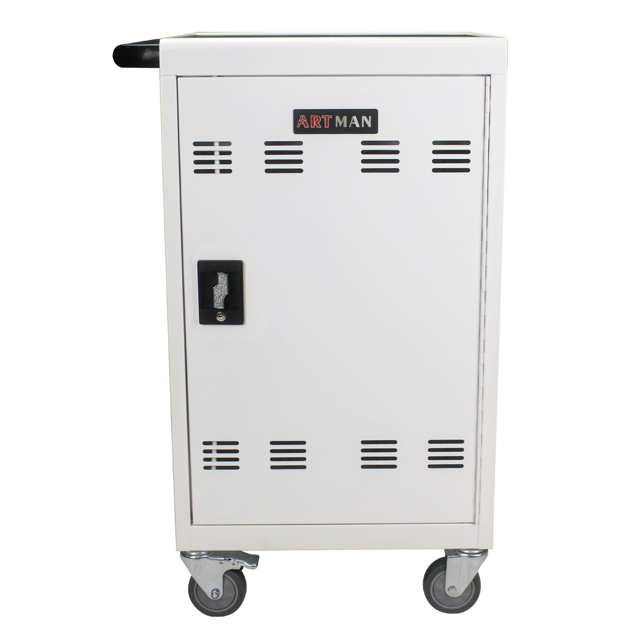 30+2 Bay Mobile School Charging Cart Station for Chromebook, Tablet and Laptop Computer with Power Strip Included - White | P