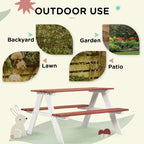 Outsunny Kids Picnic Table Set, Wooden Table & Bench Set, Kids Patio Furniture Outdoor Toys for Garden, Backyard, Aged 3-8 Ye