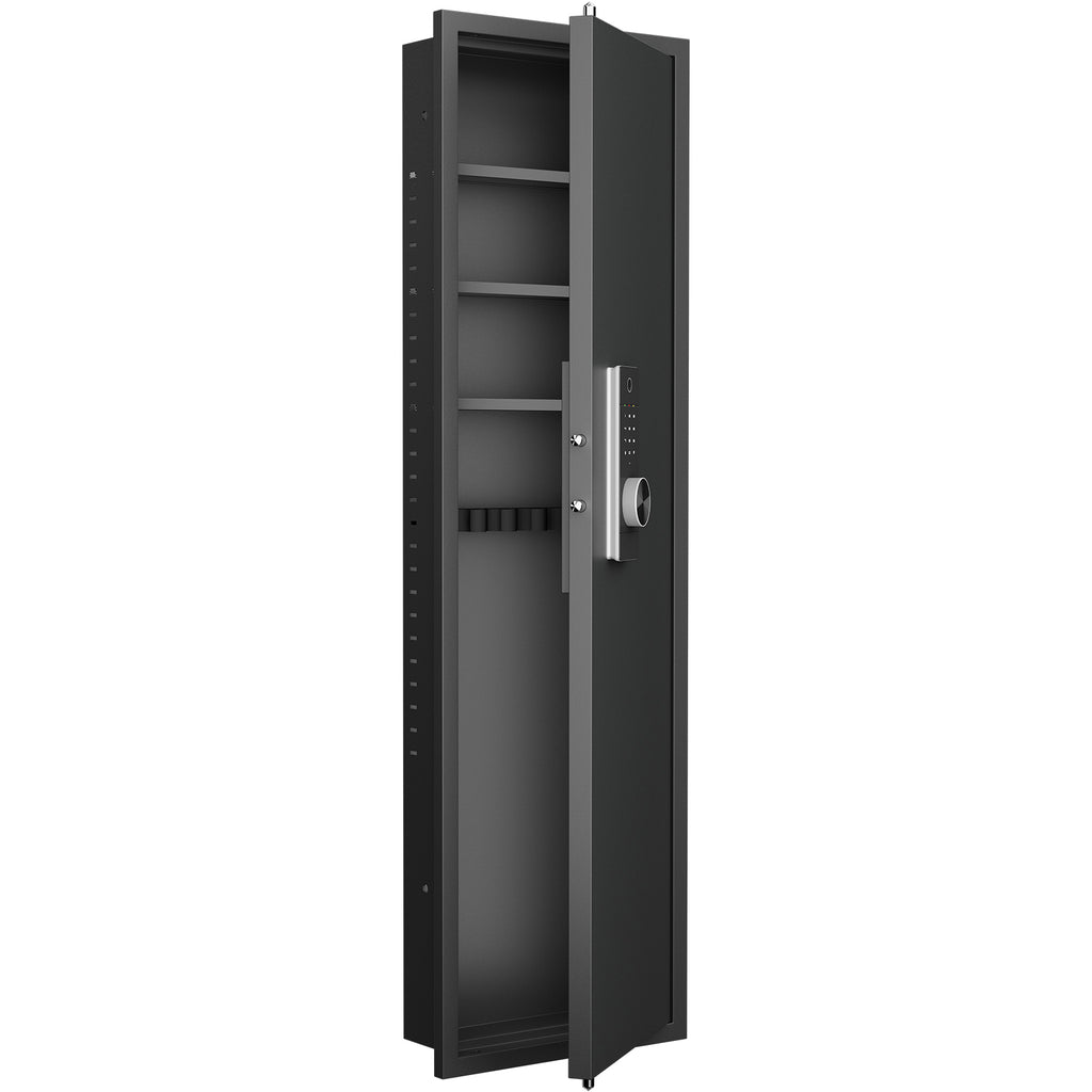 53' Fingerprint Touch Panel In-Wall Safe,Hidden Wall Gun Safe for Rifles with Adjustable Shelves,Assembled Storage Multifunct