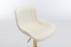Chrome Footrest and Base Swivel Height Adjustable Mechanical Lifting Velvet + Golden Leg Simple Bar Stool,Set of 2,Ivory - Grand Goldman Shop