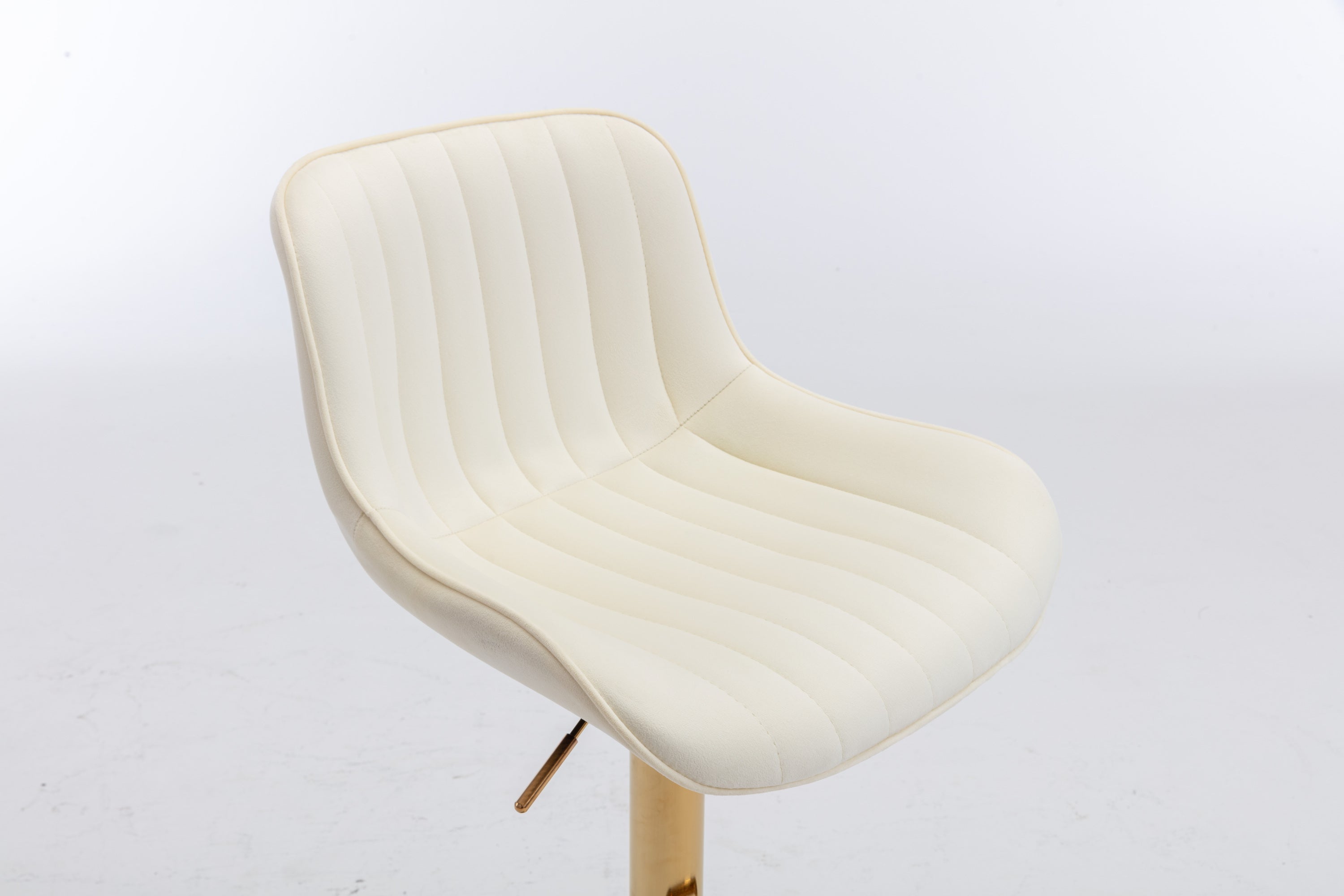 Chrome Footrest and Base Swivel Height Adjustable Mechanical Lifting Velvet + Golden Leg Simple Bar Stool,Set of 2,Ivory - Grand Goldman Shop