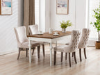 A&A Furniture,Upholstered Wing-Back Dining Chair with Backstitching Nailhead Trim and Solid Wood Legs,Set of 2, Beige,SW8809BG,KD - Grand Goldman Shop