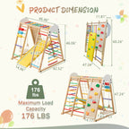 9-in-1 Foldable Kids Climbing Frame & Slide, Wooden Toddler Playground with Swing, Monkey Bars, Climbing Rock, Abacus Game – 