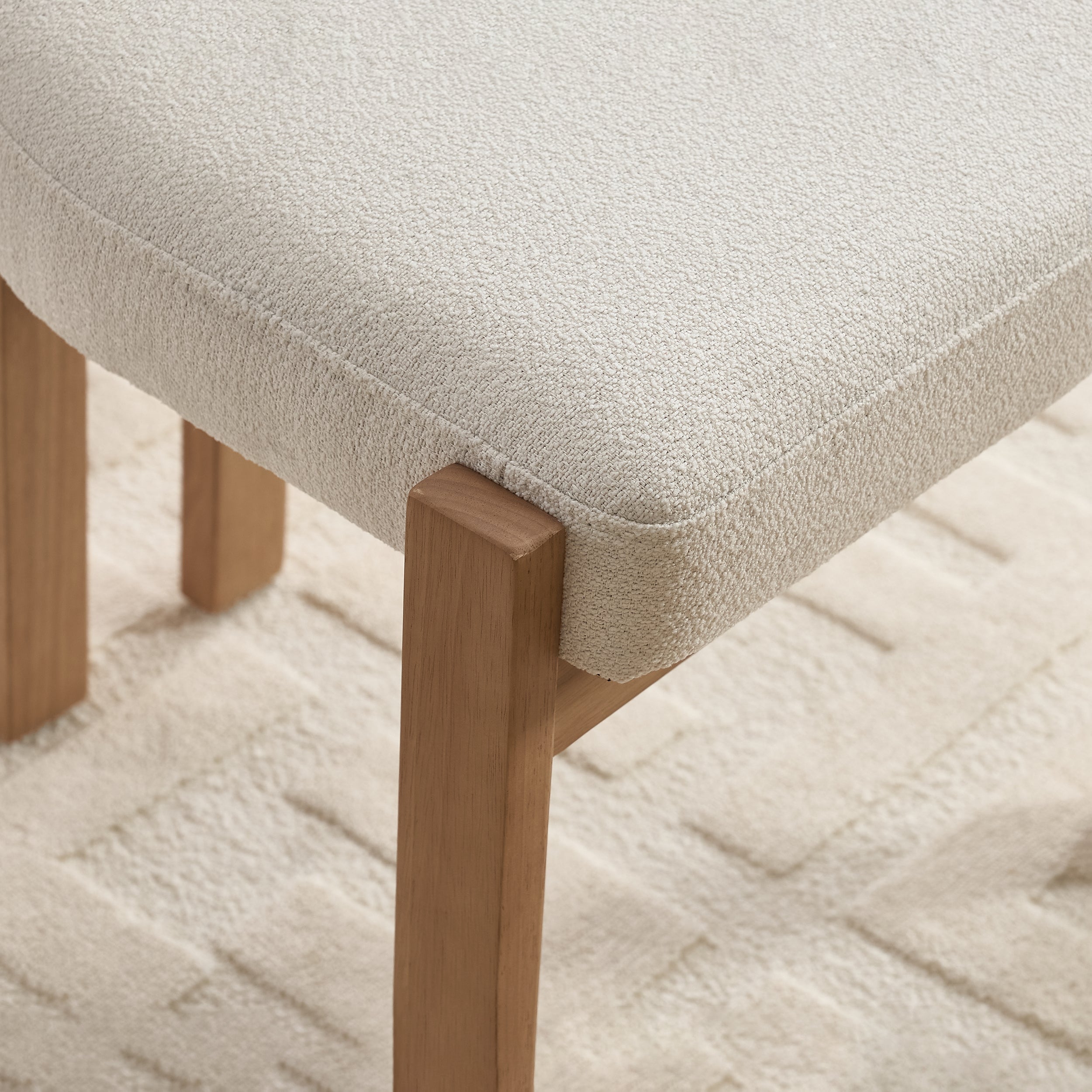 Modern Farmhouse Dining Chairs Set of 2 in Beige, Fabric Upholstered Wooden Kitchen Chairs with Ergonomic Backrest and Adjustable Feet, Rubber Wood Frame - Grand Goldman Shop