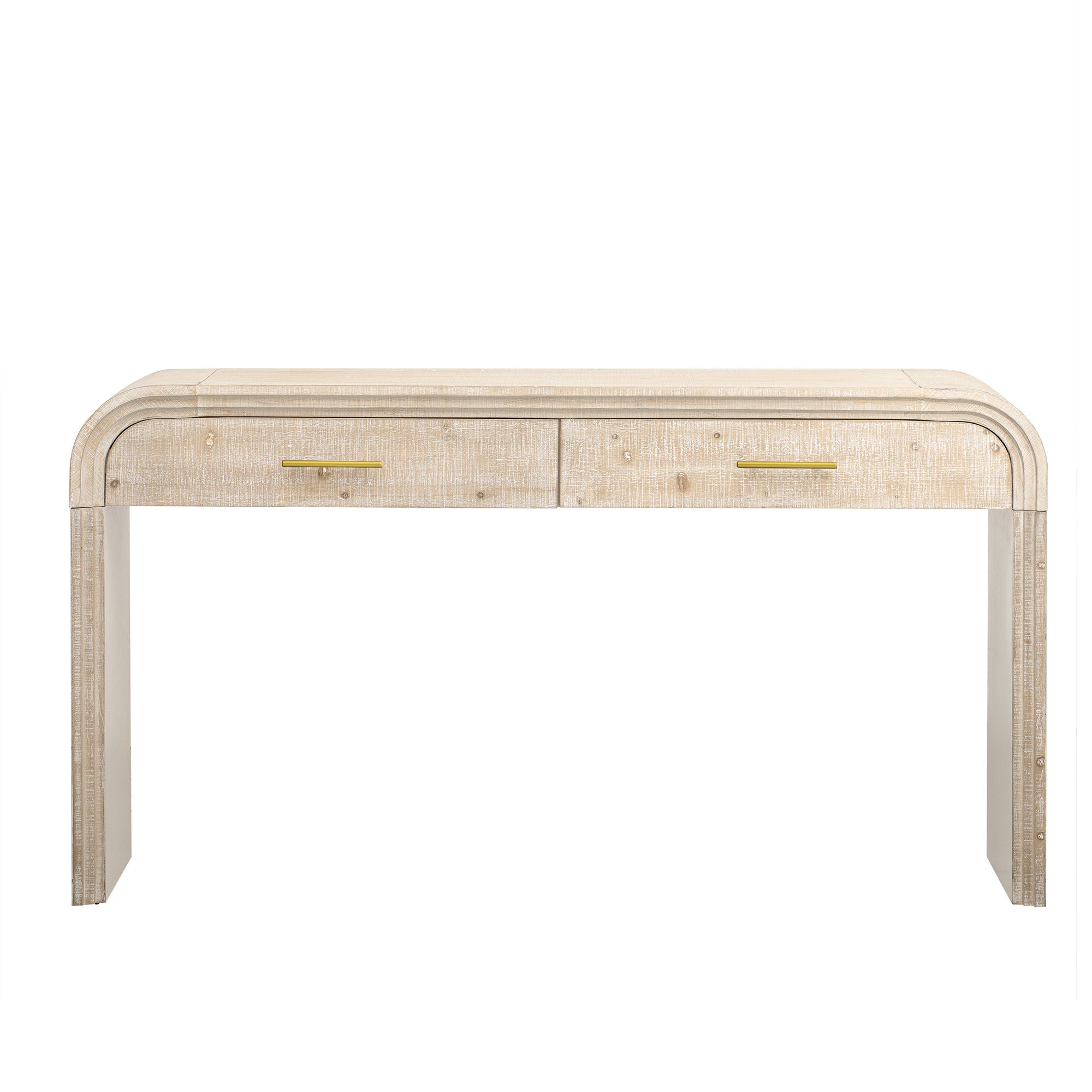 TREXM Unique Retro Silhouette Console Table with Open Style, Two Top Drawers for Entrance, Dinning Room, Living Room (Natural Wood Wash) - Grand Goldman Shop
