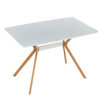 Modern Minimalist StyleDining Table MDF Anti-Scratch Top Metal Shelf Metal Heat Transfer Legs Leveling Feet For Dining Room Kitchen Office Table X 1(White) - Grand Goldman Shop