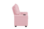 Perline 23'W Pink PU Leather Kids Recliner Chair with Cupholder | Premium Home Decor - Grand Goldman