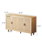 Elegant and Functional 4-Door Rattan Decorative Storage Cabinet for Bedroom, Living Room, Office in Natural Particle Board - Grand Goldman Shop