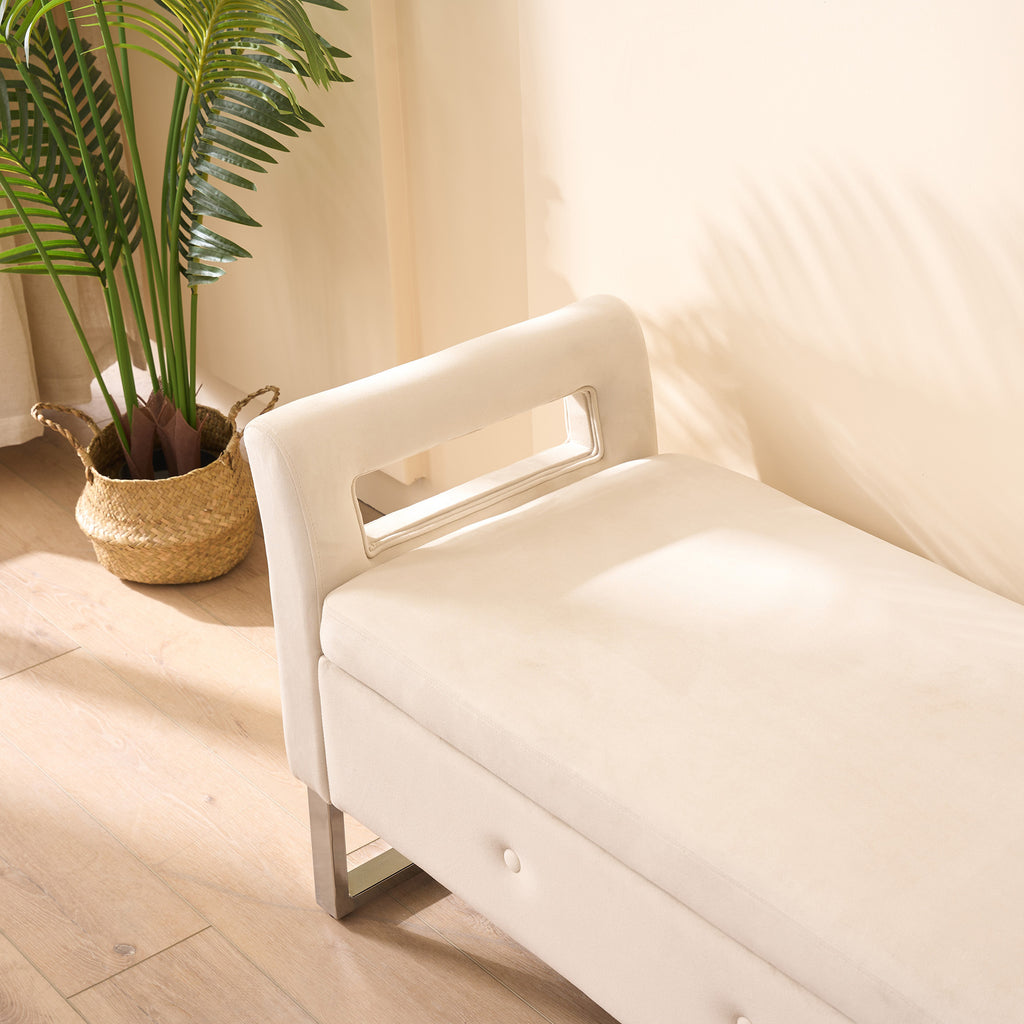 67.91' Wide Storage Soft Ottoman Bench with Armrests,Footrest Bed End Stool for Living Room, Dorm, Entryway and Bedroom, Beige - Grand Goldman Shop