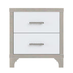 Elegant High Gloss Nightstand with Metal Handle,Mirrored Bedside Table with 2 Drawers for Bedroom,Living Room,White - Grand Goldman Shop