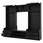 4-in-1 Detachable Hall Tree with Storage and 7 Hooks, Multiple Functions Hallway Coat Rack with Storage Drawers and Cabinet, Black Shoe Bench for Entryway Hallway - Grand Goldman Shop