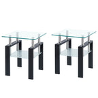 Modern 2-Piece Clear Tempered Glass Small Table, End Table for Living Room, Sleek Waterfall Design - Grand Goldman Shop