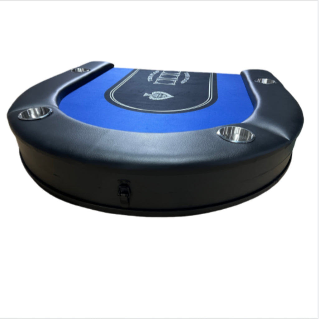 INO Design 71 inches Foldable Poker Table Portable for Casion Texas Hold'em Games with Blue Felt - Grand Goldman