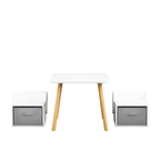 Kids Table and 2 Chair Set with Storage Bins, 3-Piece Toddler Activity Play Table for Arts & Crafts, Reading, Drawing, Wooden