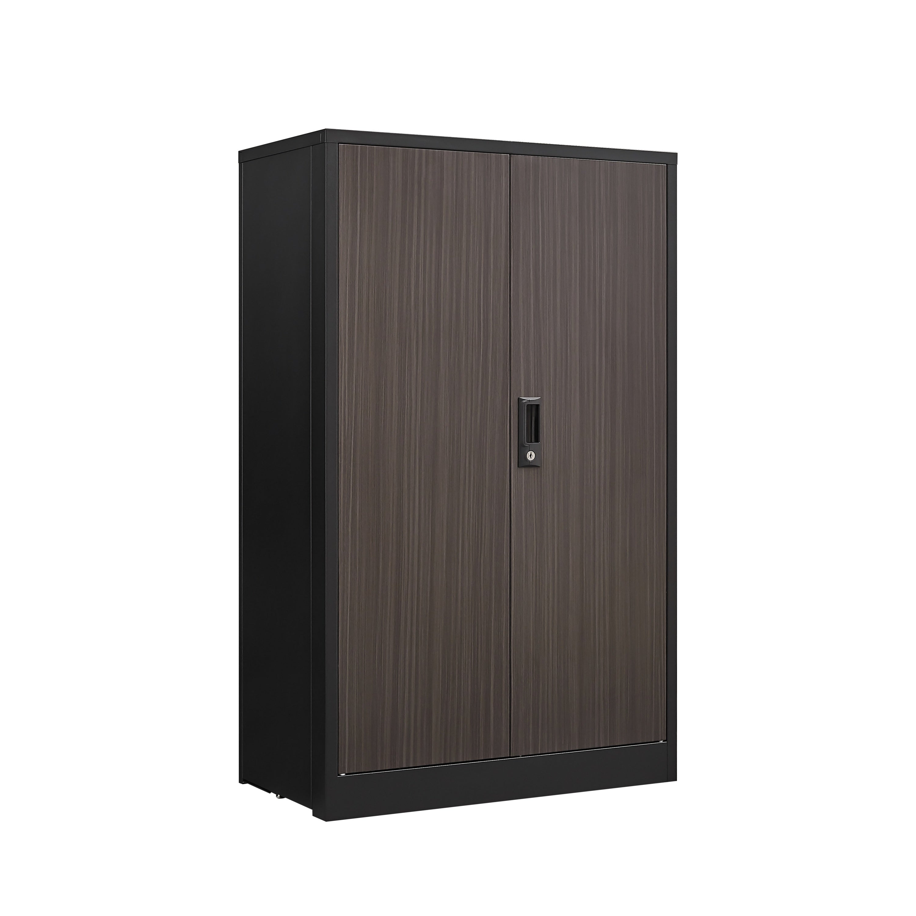 Black Metal Storage Cabinet with Locking Doors and Adjustable Shelf, Folding Filing Cabinet for Home Office, School, Garage, 