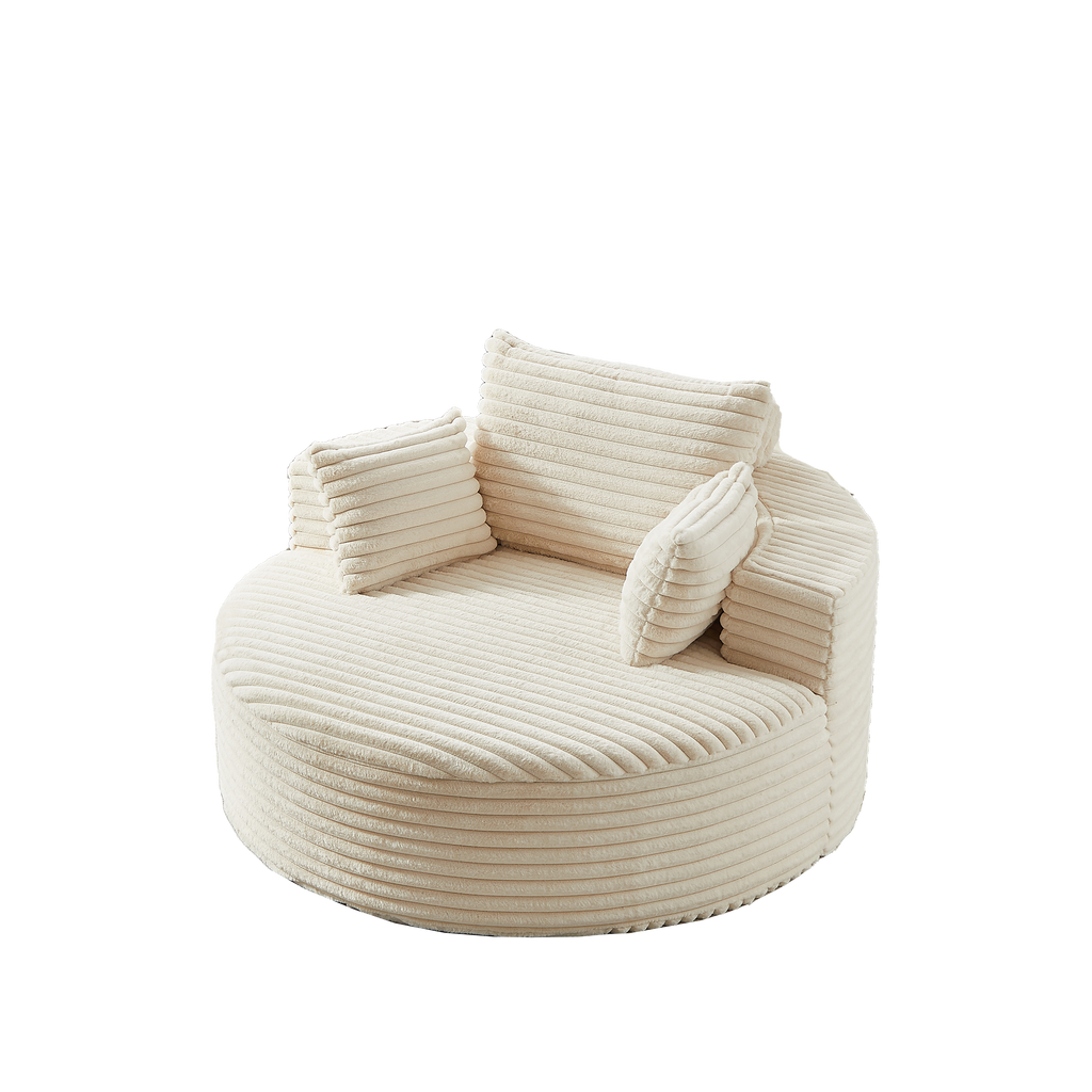 55'L Corduroy Sponge single sofa,No Assembly Required,Fluffy Modern Sleeper Chair for Living room, Bedroom, Lounge and Projection Room(Not a swivel chair.) - Grand Goldman Shop