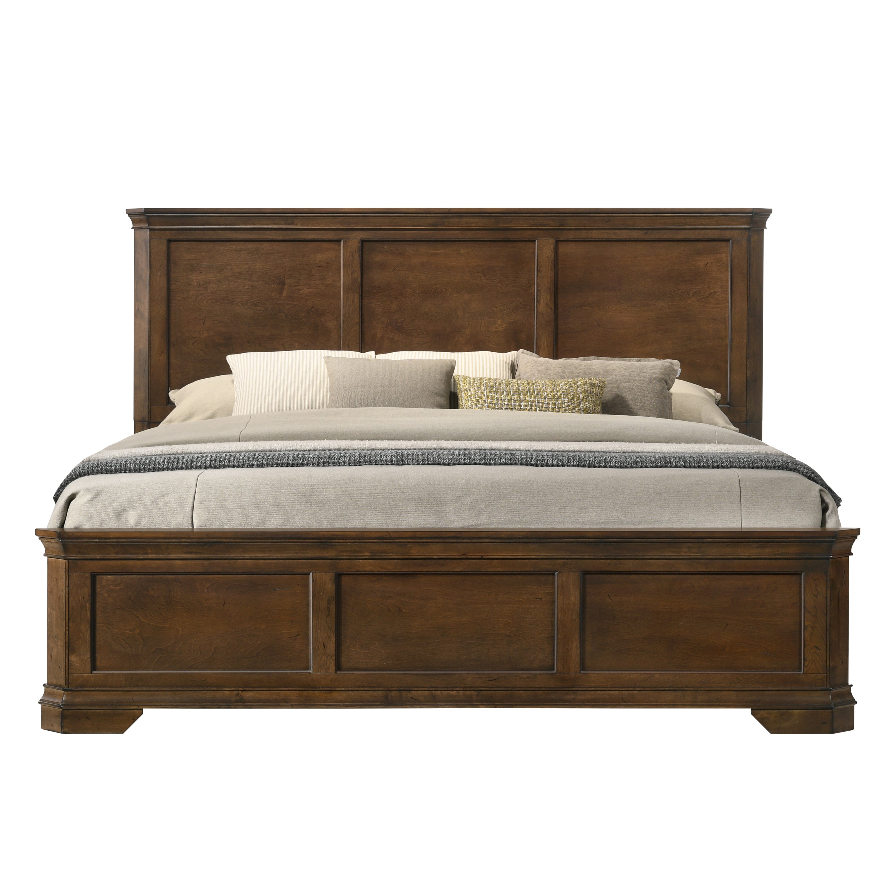 Maderne Traditional 3-Piece Wood Bedroom Set with King Size Panel Bed and Two Nightstands - Grand Goldman Shop