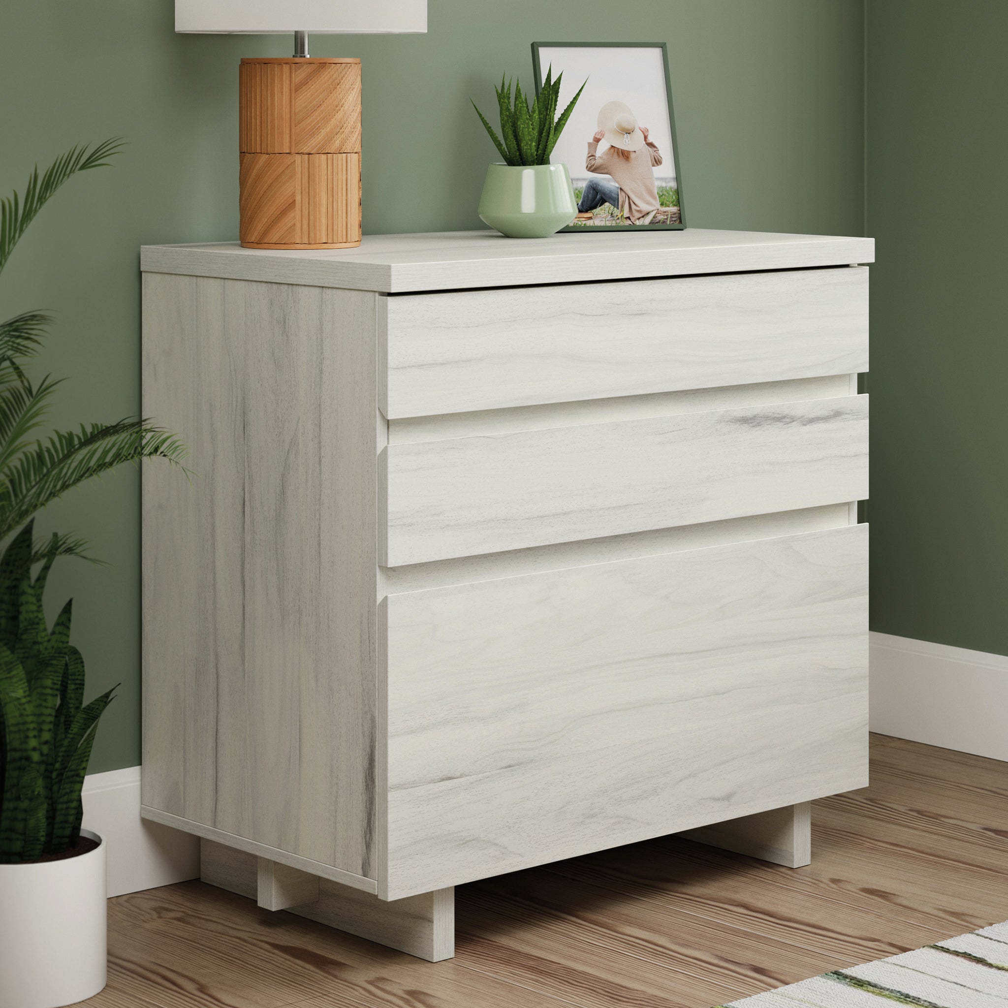 Lateral File with Large Drawers, Off White and Gray finish | Premium Home Decor - Grand Goldman