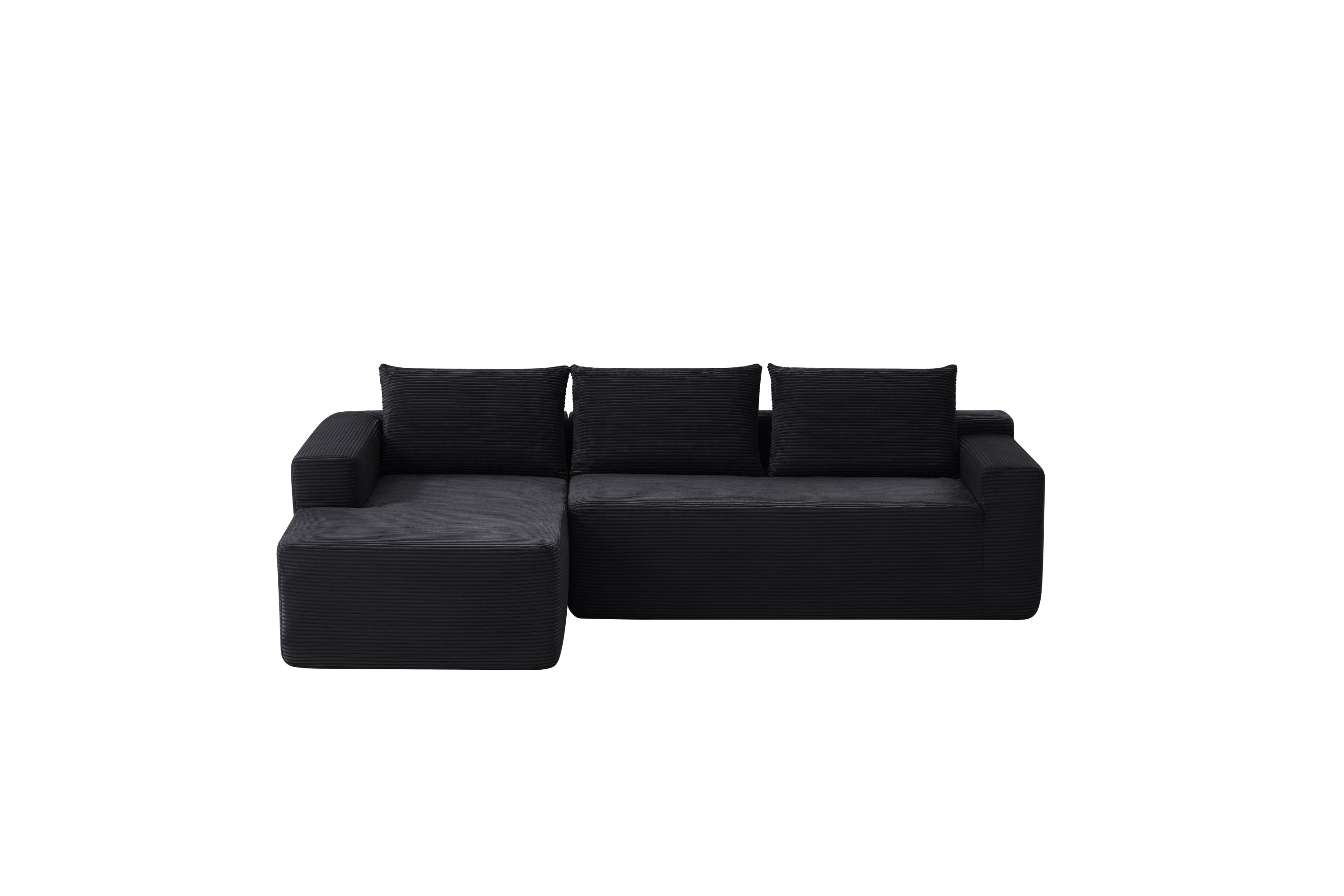 96.9' Cloud Sectional Couch with L-Shape Chaise,Modern Modular Sofa with Deep Seat, Upholstered Couches for Living Room Bedroom,No Assembly Required, (Corduroy Fabric),Black - Grand Goldman Shop