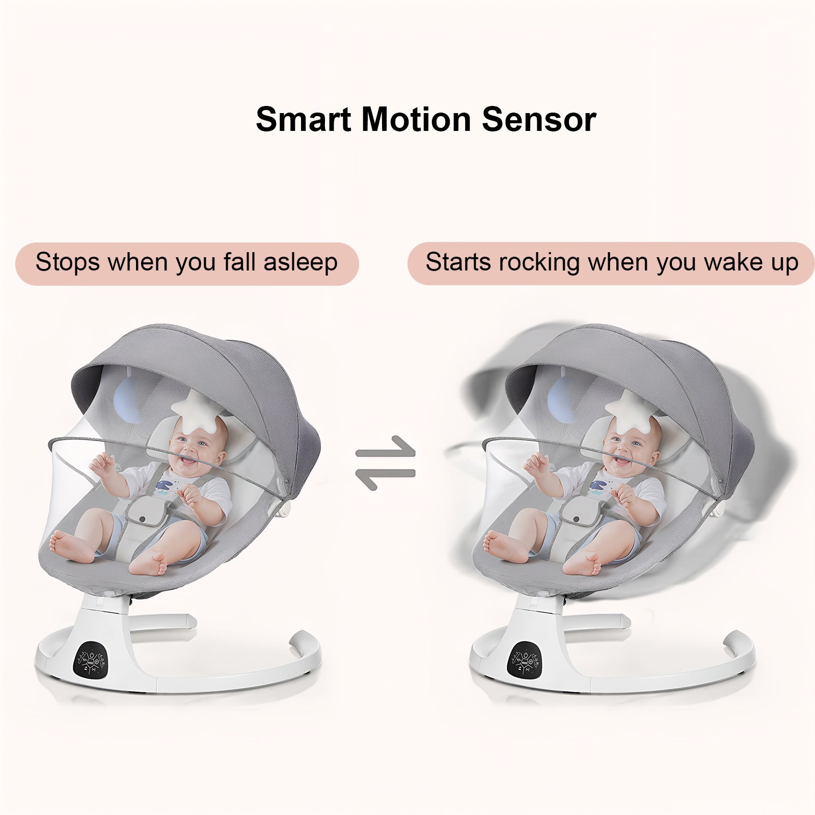 Baby Swing Infant Swing Electric Toddler Baby Rocker Portable for Newborn Boy Girl, 5 Natural Motion Speeds with Remote Contr