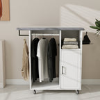 Ironing Cart with Rolling Ironing Board, Multipurpose Ironing Cabinet with Wheels, Compact Ironing Solution for Laundry Room, Bedroom,Cloakroom-White - Grand Goldman Shop