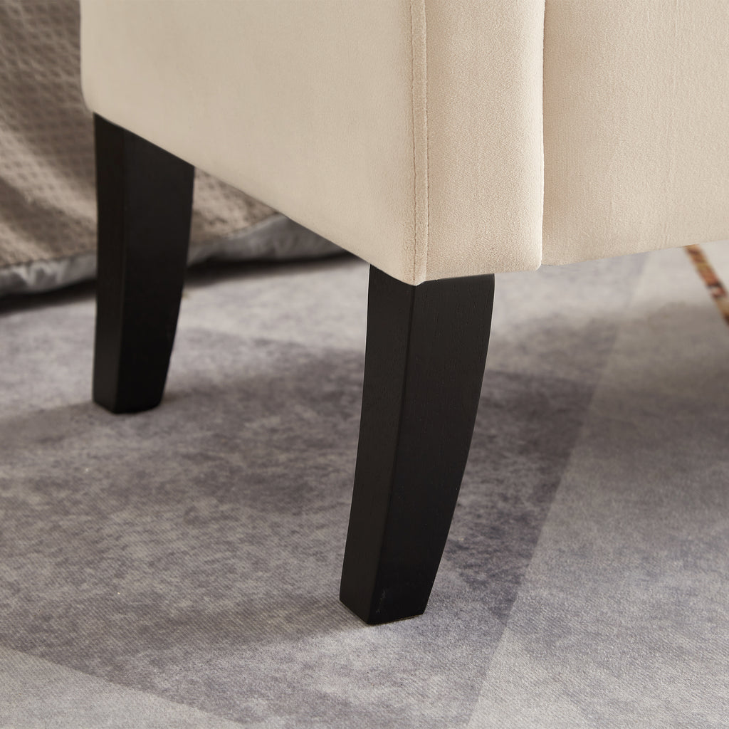 51.5' Bed Bench with Storage Beige Velvet - Grand Goldman Shop
