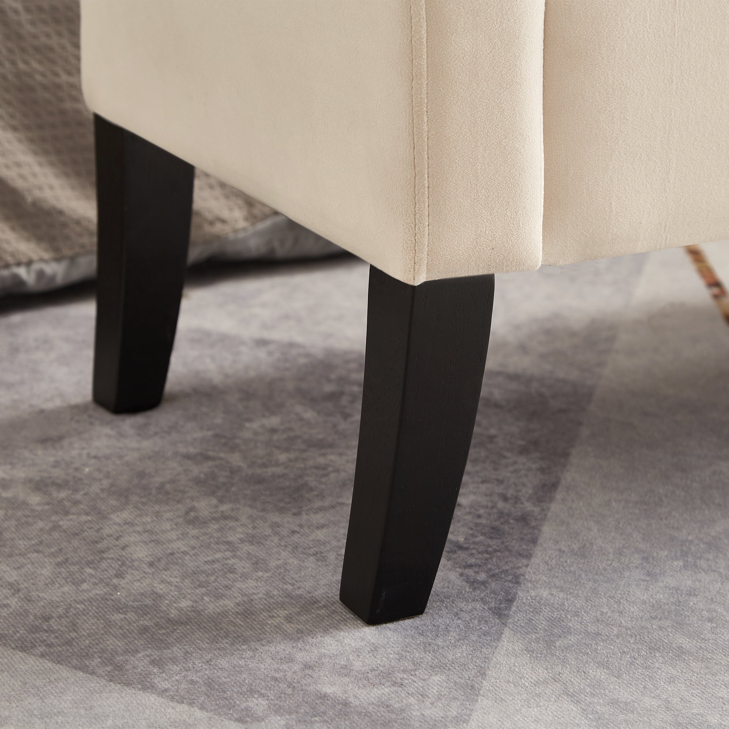 51.5' Bed Bench with Storage Beige Velvet - Grand Goldman Shop