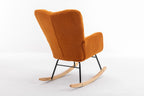 050-Teddy Fabric Rocking Gilder Nursery Chair For Living Room Indoor,Caramel - Grand Goldman Shop