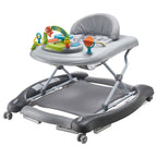4-in-1 Baby Walker, Foldable Baby Activity Center on Wheels, 3 Adjustable Height, Music & Toys Tray, Learning-Seated,Walk-Beh