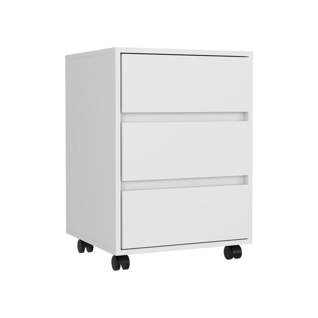 Three Drawers Bang, Filing Cabinet, Roller Blade Glide, White Finish | Premium Home Decor - Grand Goldman