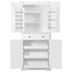 K&K 71' Tall Kitchen Pantry Cabinet with 3 Pull Out Cabinet Organizers, Farmhouse Embossed Texture Storage Cabinet with 6 Door Shelves, 2 Drawers, Freestanding Cupboard for Kitchen, Dining Room White - Grand Goldman Shop
