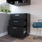 Storage Cabinet - Superior Top, Drawer Base Cabinet, Three Drawers, Four Casters -Black | Premium Home Decor - Grand Goldman