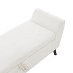 60'' Modern Storage Bench with Rubberwood  Legs, Cream Teddy Fabric, Padded Seat for Living Room & Bedroom - Grand Goldman Shop