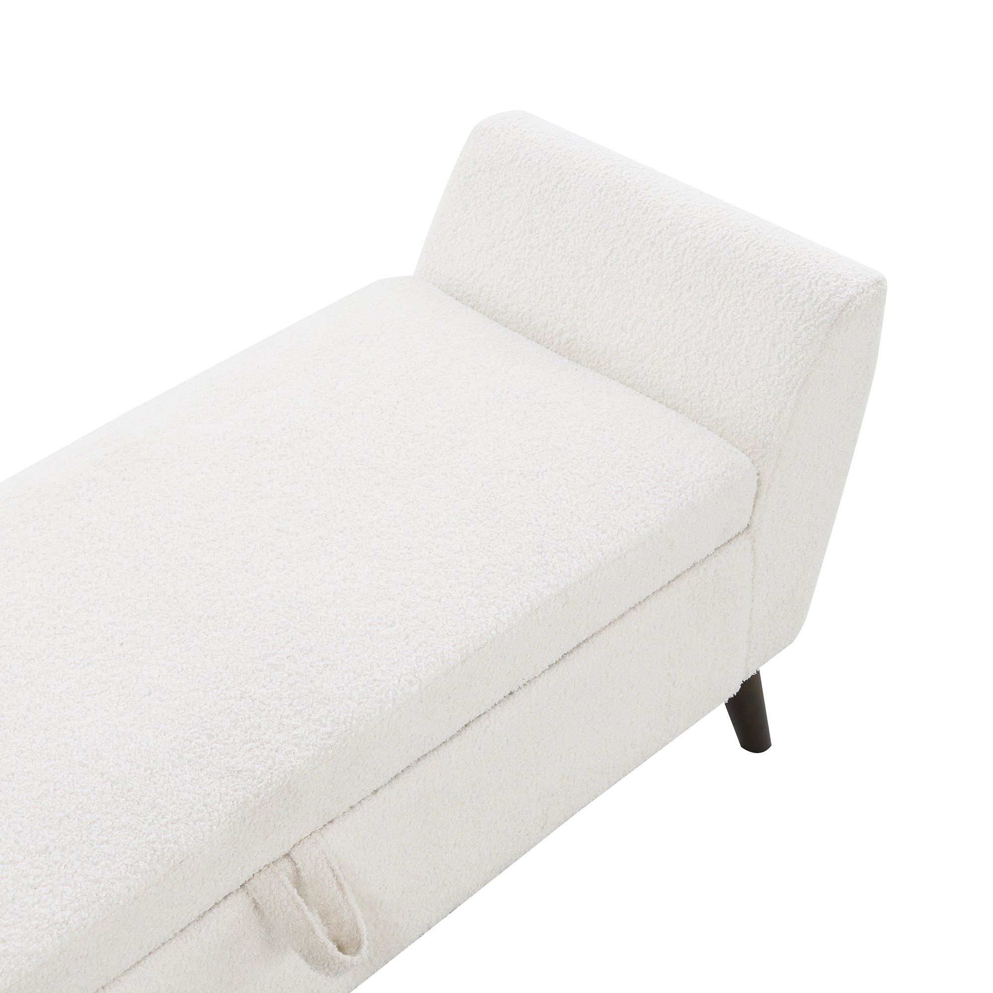 60'' Modern Storage Bench with Rubberwood  Legs, Cream Teddy Fabric, Padded Seat for Living Room & Bedroom - Grand Goldman Shop