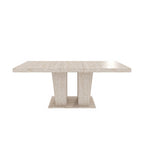 Rectangular extendable dining table, suitable for 6-10 people, with veined travertine pattern, dimensions 160-200 cm, simple and elegant. - Grand Goldman Shop