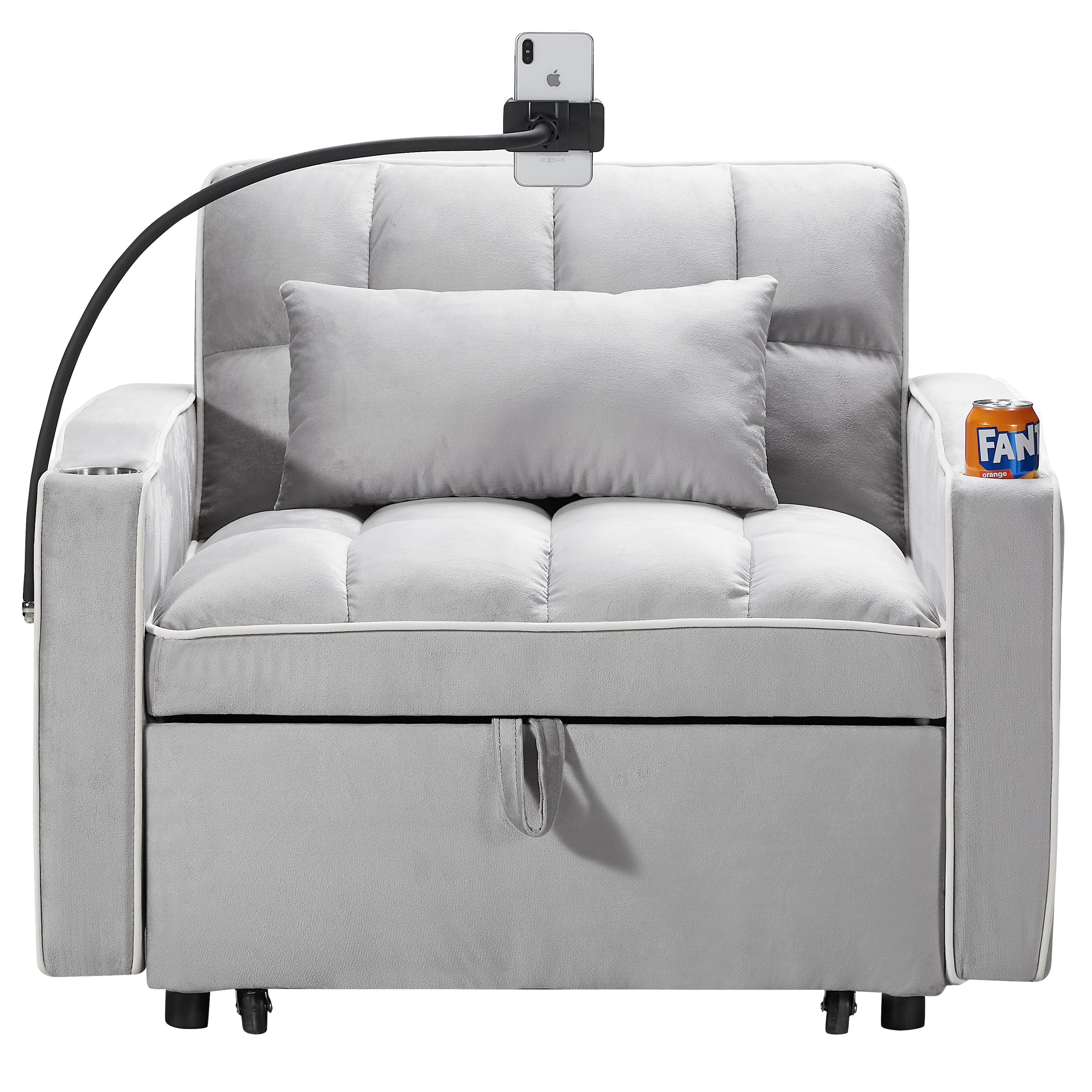 Convertible Sleeper Chair Sofa Bed Adjustable Pull Out Sleeper Chair Bed Multi-Pockets Folding Sofa Bed for Living Room Bedroom Small Space,3-in-1 Sofa Bed - Grand Goldman Shop