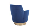 Velvet Swivel Barrel Chair, Swivel Accent Chairs Armchair for Living Room, Reading Chairs for Bedroom Comfy, Round Barrel Chairs with Gold Stainless Steel Base (Navy) - Grand Goldman Shop