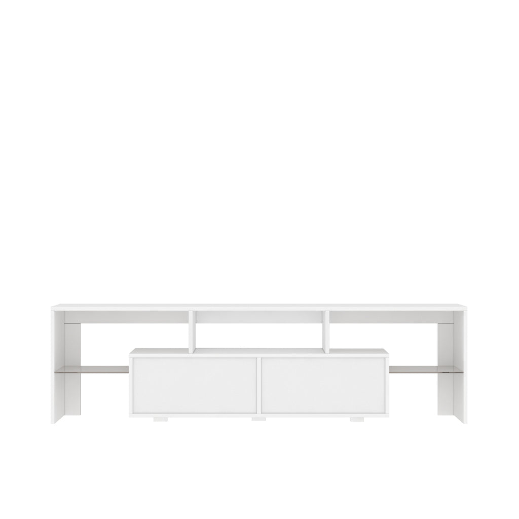 High gloss TV Stand with LED Lights for TVs up to 65'', Modern TV Console with Storage Cabinets for Living Room - Grand Goldman Shop